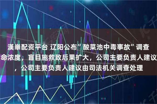 漢崋配资平台 辽阳公布”酸菜池中毒事故”调查报告：有毒气体达致命浓度，盲目施救致后果扩大，公司主要负责人建议由司法机关调查处理