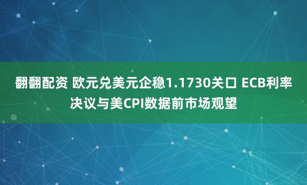 翻翻配资 欧元兑美元企稳1.1730关口 ECB利率决议与美CPI数据前市场观望